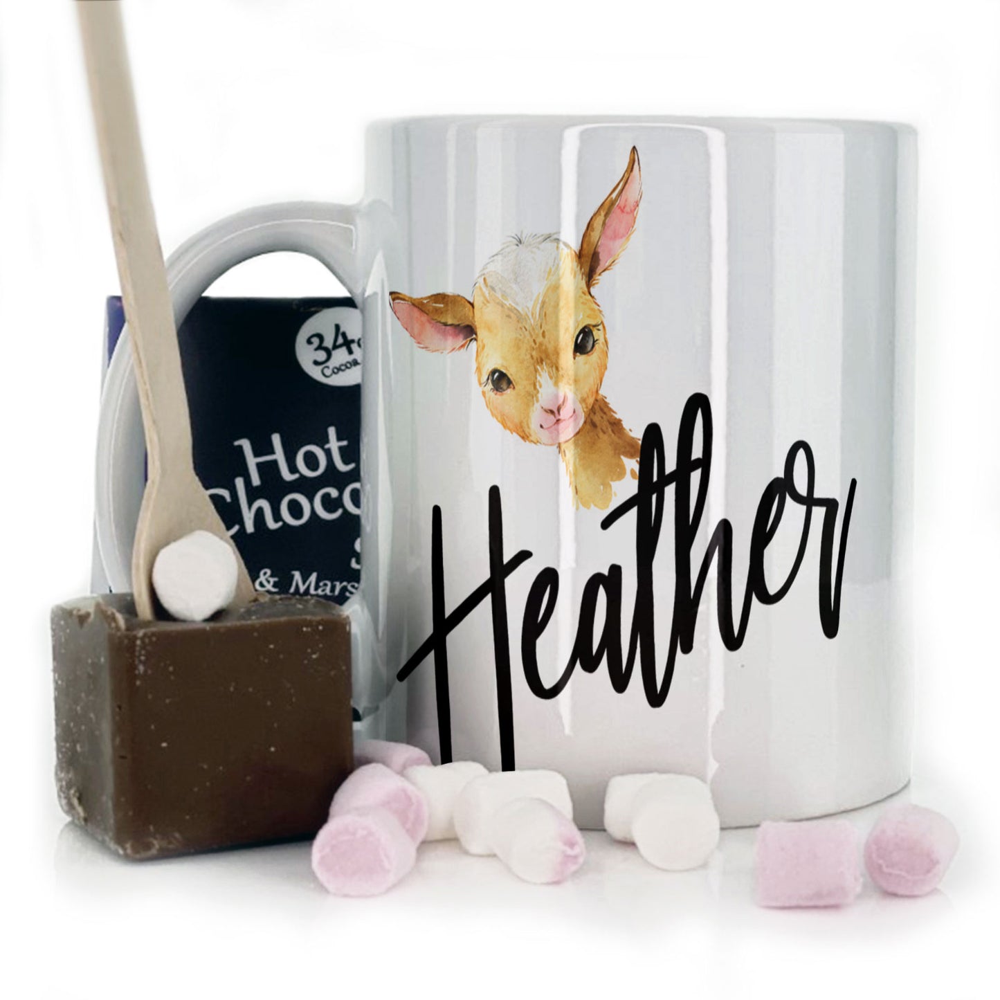 Personalised Mug with Stylish Text and Ginger Goat