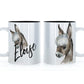Personalisierte Tasse mit grauem Esel und Namen