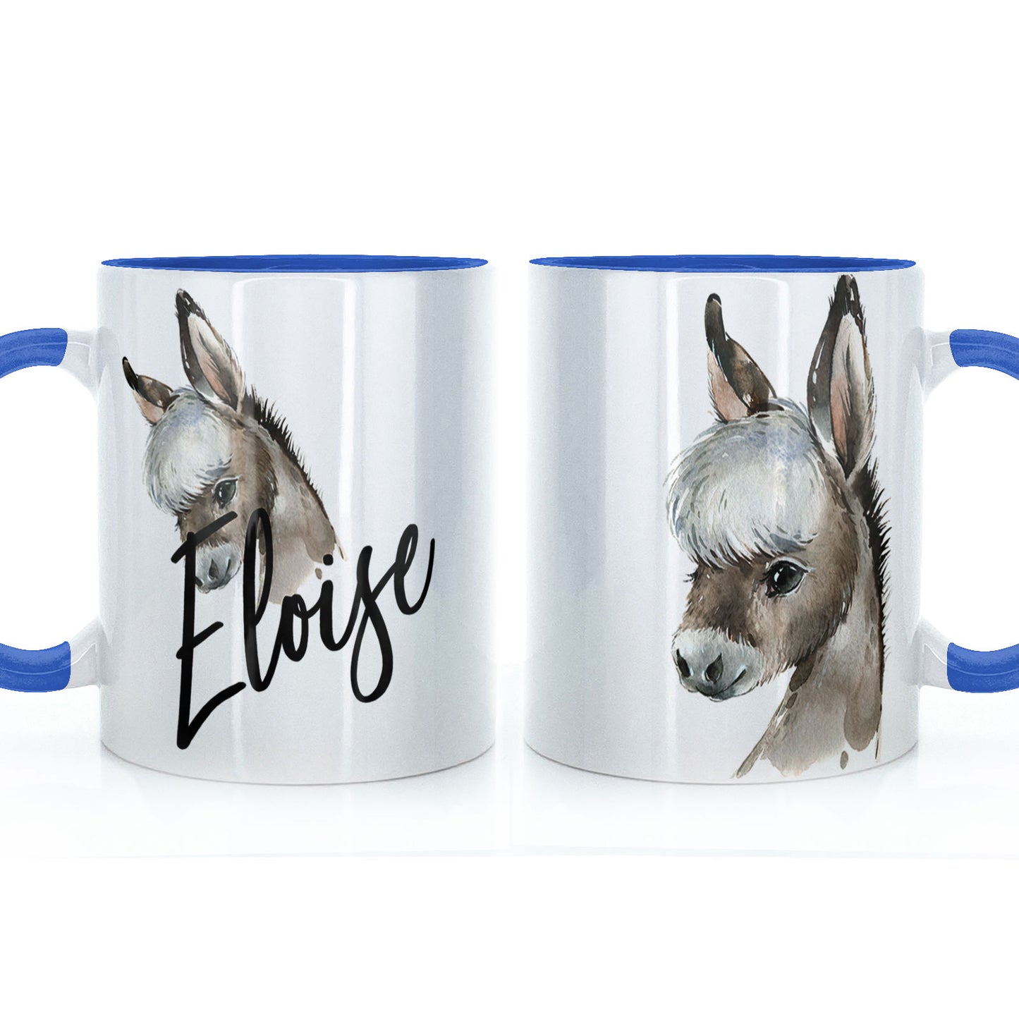 Personalised Grey Donkey and Name Mug