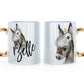 Personalised Mug with Stylish Text and White Flower Donkey