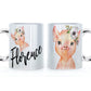 Personalised Mug with Stylish Text and White Flower Pig