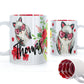 Personalised Mug with Stylish Text and Heart Glasses Rabbit & Red Flowers
