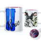 Personalised Mug with Stylish Text and Leafy Cow & Blue Wellies