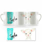 Personalised Mug with Stylish Text and Lamb & Blue Striped Wellies