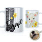 Personalised Mug with Stylish Text and Yellow Flower Lamb & Black Striped Wellies