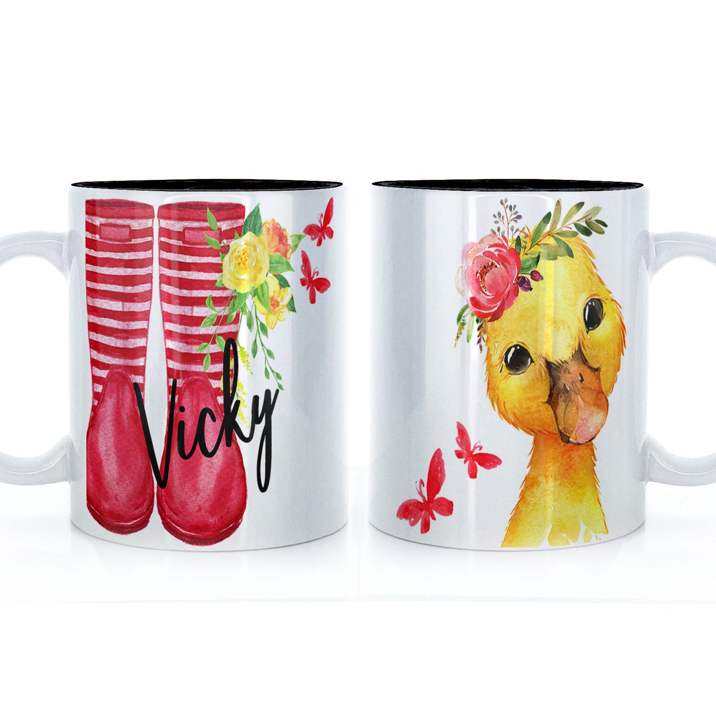 Personalised Butterfly Duckling and Name Mug