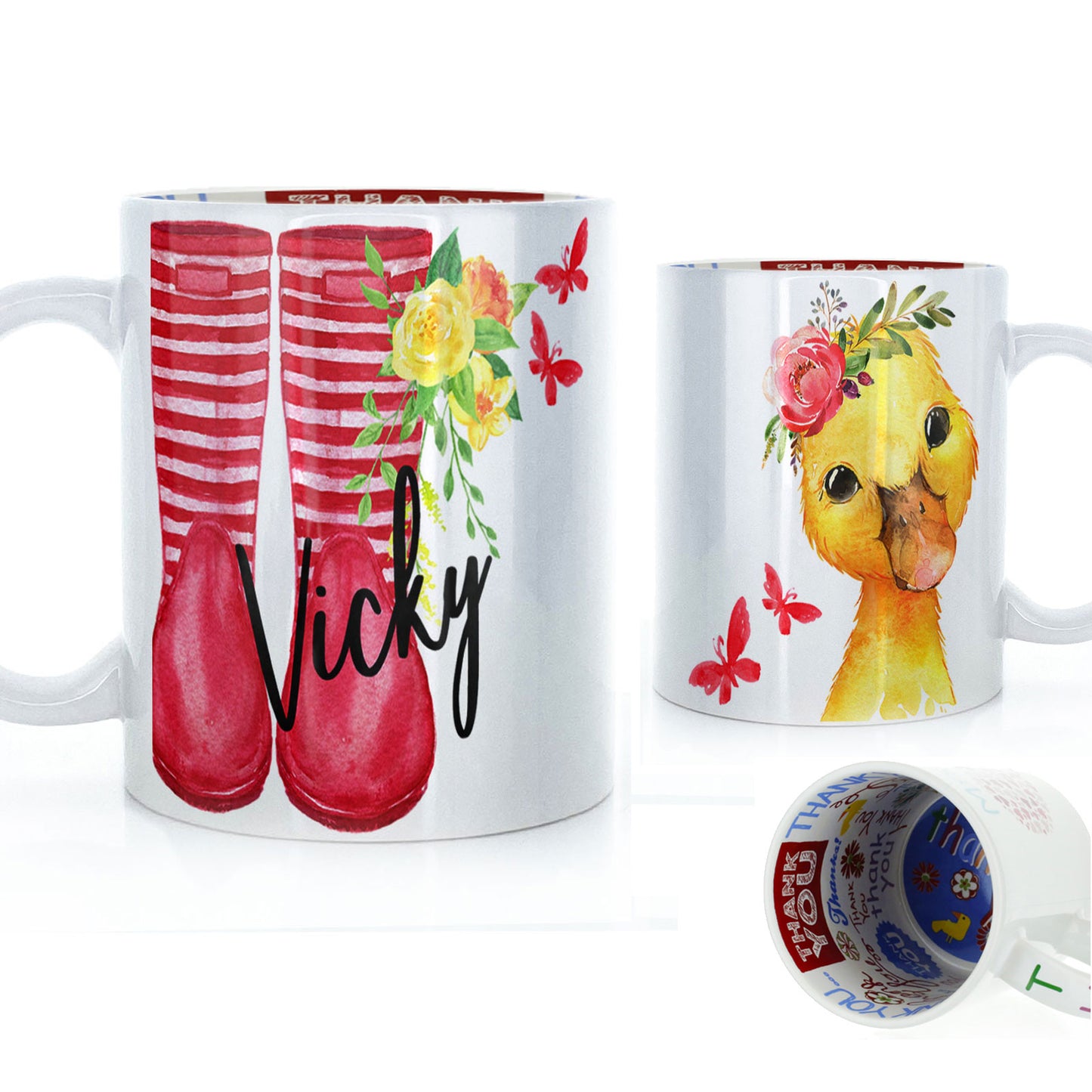 Personalised Butterfly Duckling and Name Mug