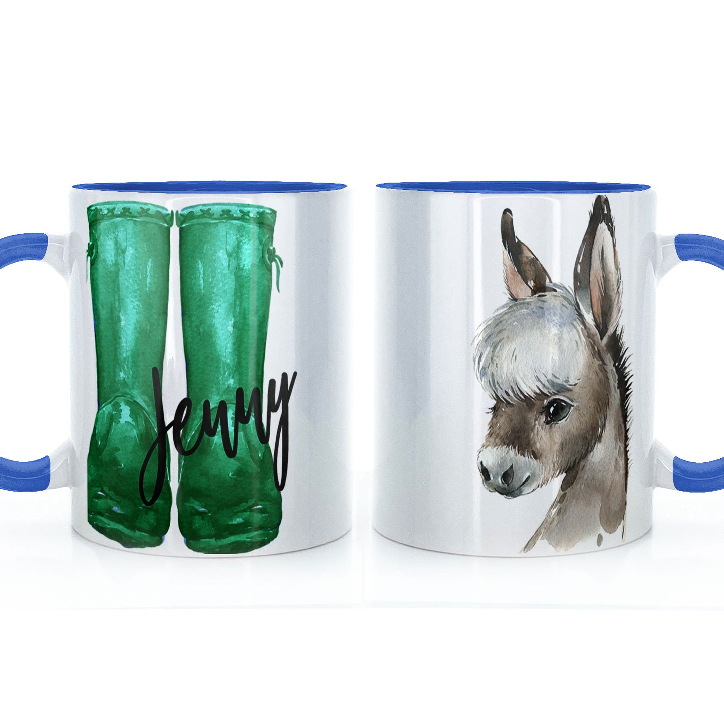 Personalised Welly Grey Donkey and Name Mug