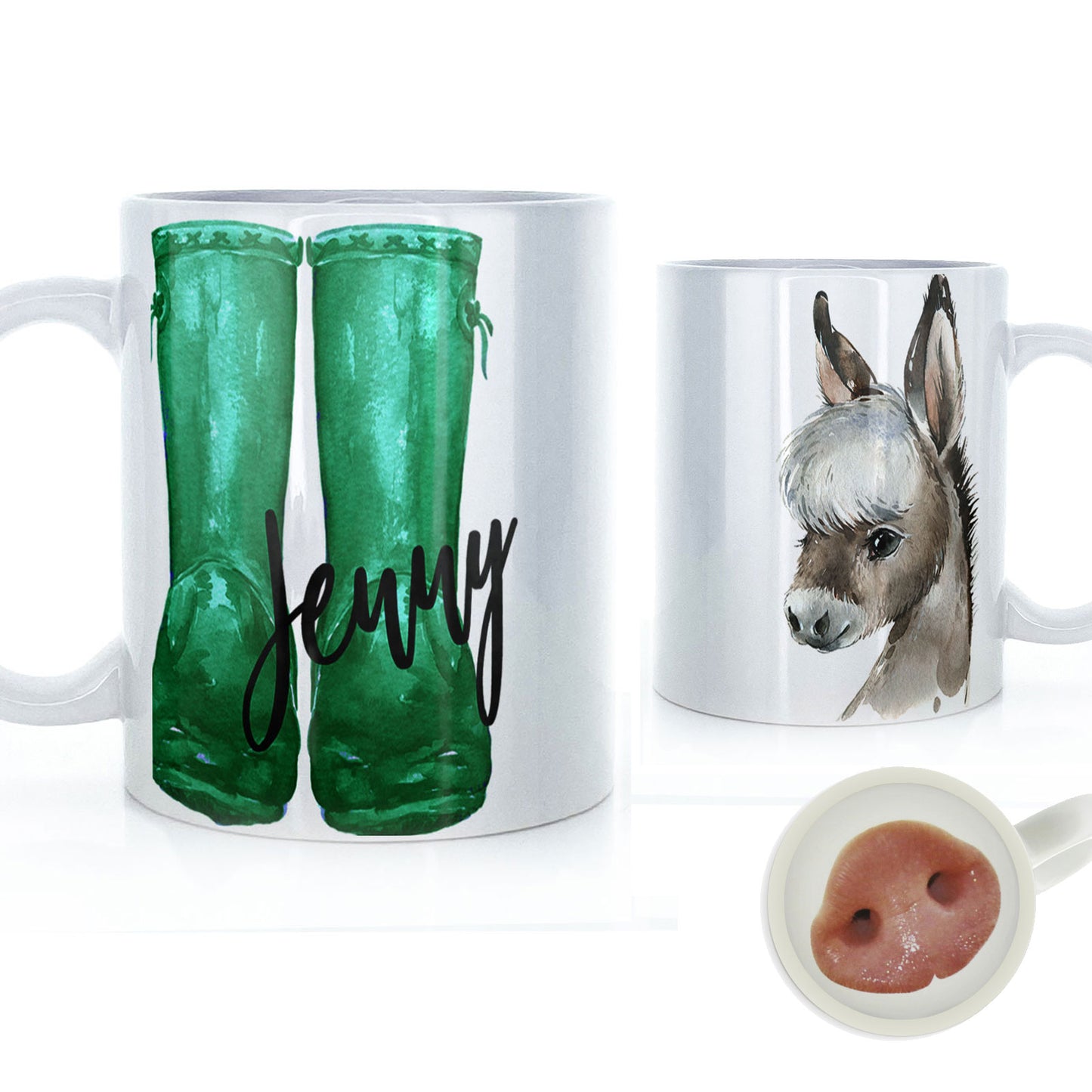Personalisierte Welly Grey Esel- und Namenstasse