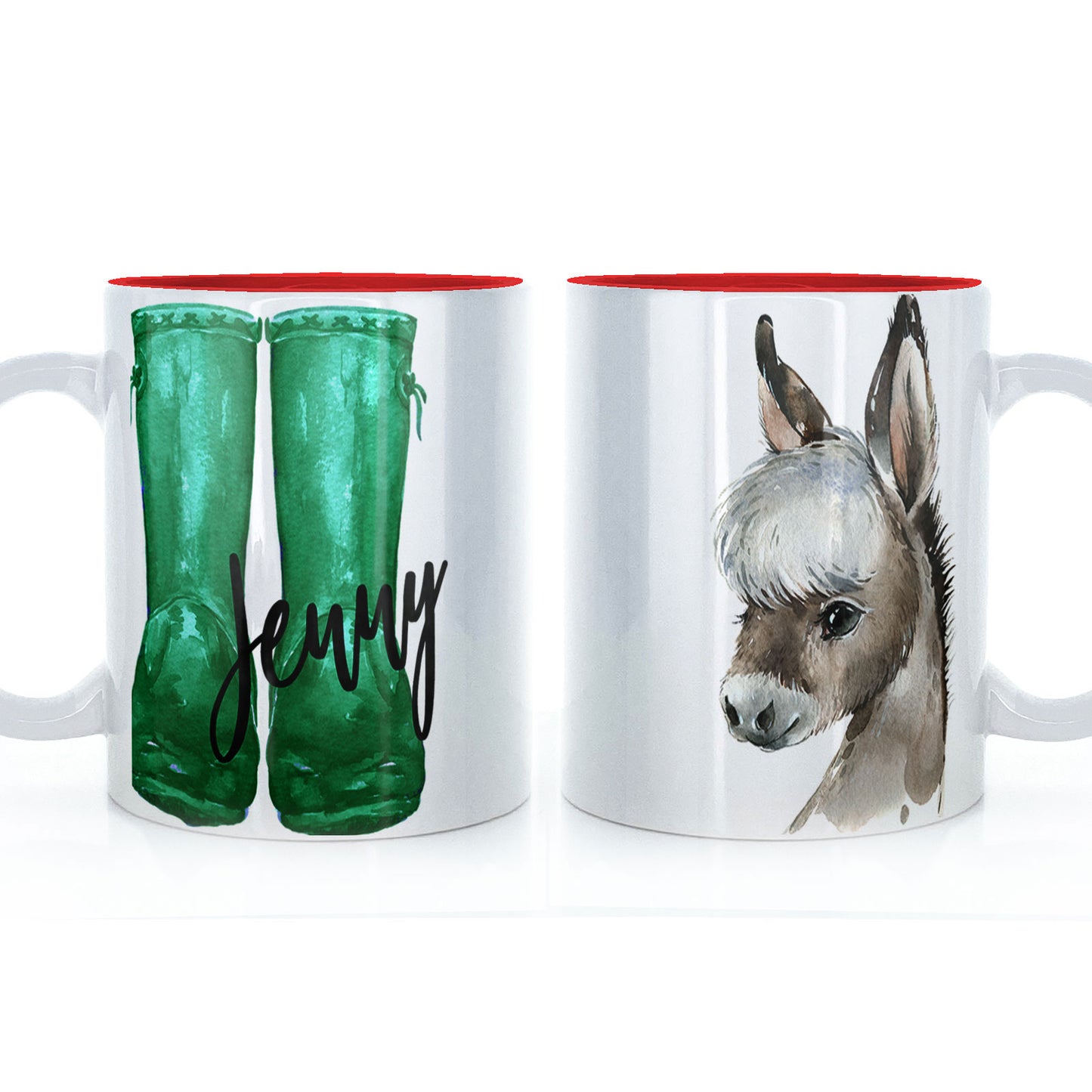 Personalised Welly Grey Donkey and Name Mug