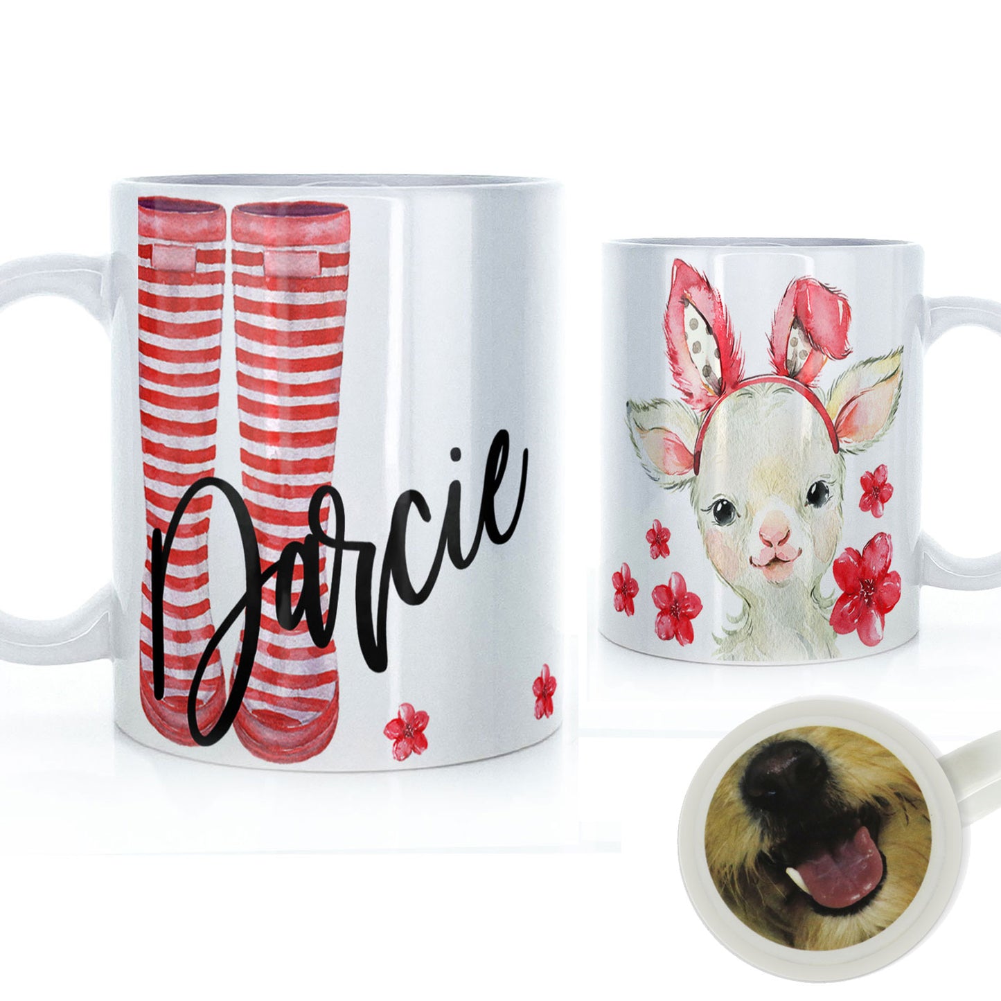 Personalised Bunny Ear Lamb and Name Mug