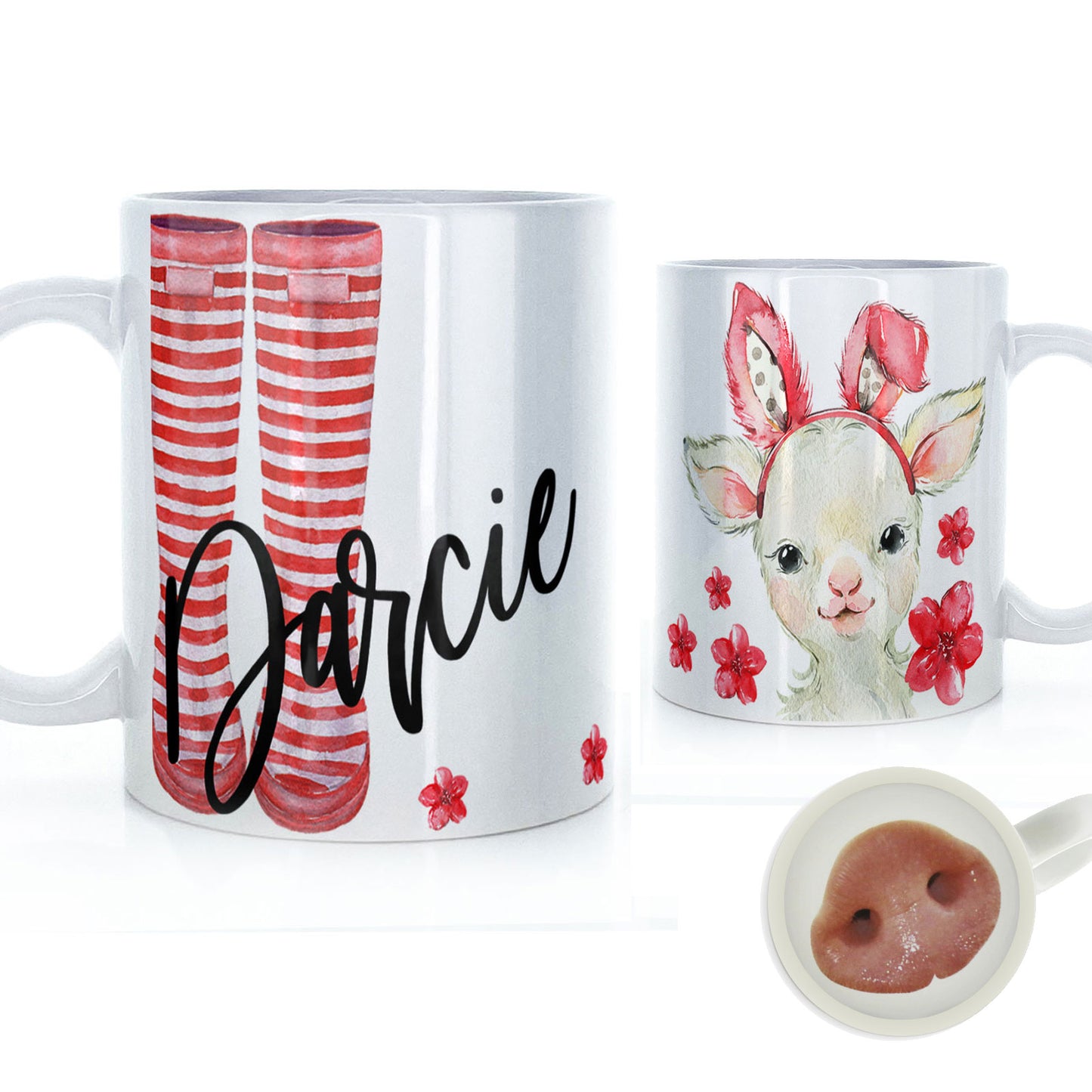Personalised Bunny Ear Lamb and Name Mug