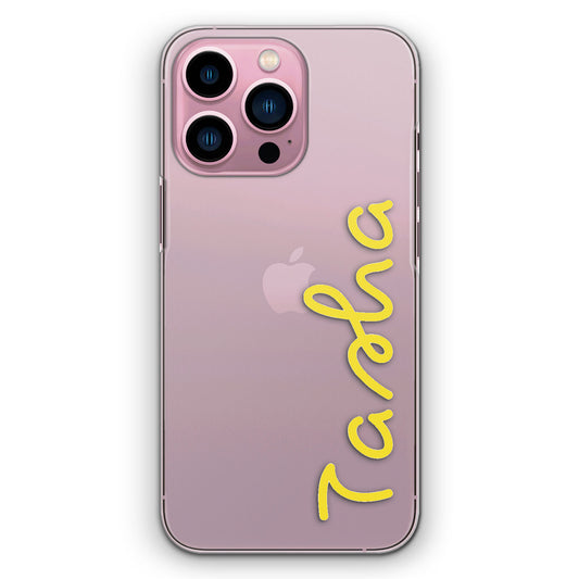 Personalised Apple iPhone Hard Case with Love Summer Name In Yellow