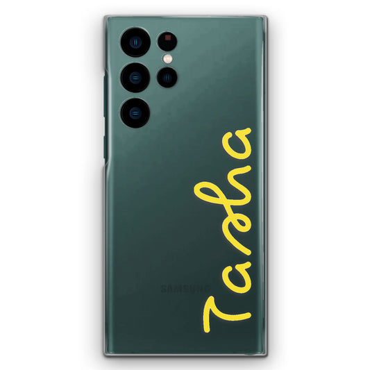 Personalised Samsung Phone Hard Case with Love Summer Name In Yellow