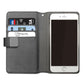 Personalisierte Motorola-Handy-Leder-Geldbörse mit silbernem Blumen-Einhorn und Text auf Dunkelgrau