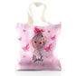 Personalised Glitter Tote Bag with Monkey Pink Bows and Cute Text