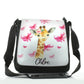 Personalised Shoulder Bag with Giraffe Pink Bows and Cute Text