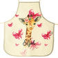 Personalised Canvas Apron with Giraffe Pink Bows and Name Design