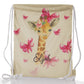 Personalisierter Glitzer-Rucksack mit Kordelzug, Giraffen-Rosa-Schleifen und süßem Text