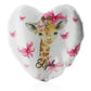 Personalisiertes Glitzer-Herzkissen mit rosa Giraffenschleifen und süßem Text