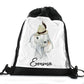 Personalised Grey Elephant Hat and Name Black Drawstring Backpack