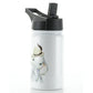 Personalised Elephant Feather Hat and Name White Sports Flask