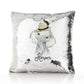 Personalised Sequin Cushion with Grey Elephant Feather Hat and Cute Text