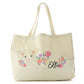 Personalised Canvas Tote Bag with White Lamb Flowers and Cute Text