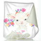 Personalised White Lamb Flowers and Name Baby Blanket
