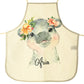 Personalised Canvas Apron with Hippo Peach Flowers and Name Design