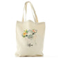 Personalised Canvas Tote Bag with Hippo Peach Flowers and Cute Text