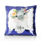 Personalised Sequin Cushion with Hippo Peach Flowers and Cute Text