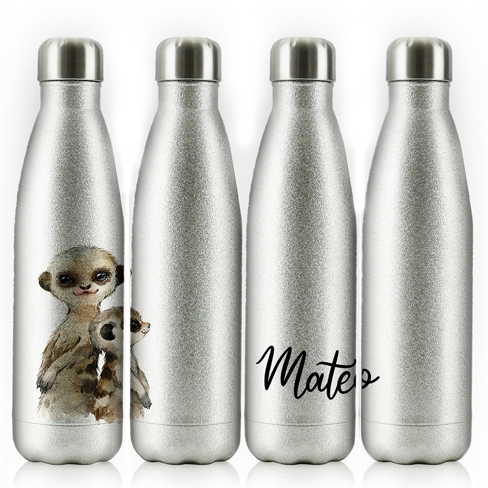 Personalised Meerkat Baby and Adult and Name Cola Bottle