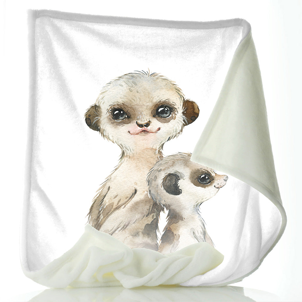 Personalised Meerkat Baby and Adult and Name Baby Blanket