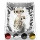 Personalised Sequin Drawstring Backpack with Meerkat Baby and Adult and Cute Text