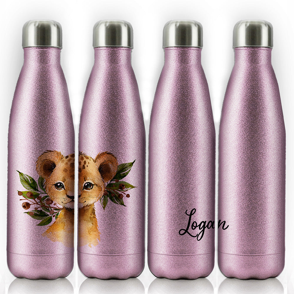 Personalised Lion Olive Branch and Name Cola Bottle