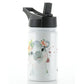 Personalised Hippo Rain Drop and Name White Sports Flask