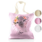 Personalised Glitter Tote Bag with Hippo Rain Drop Glitter Print and Cute Text