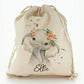 Personalised Canvas Sack with Elephant Rain Drop Glitter Print and Cute Text