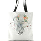 Personalised White Tote Bag with Elephant Rain Drop Glitter Print and Cute Text