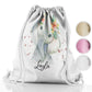 Personalised Glitter Drawstring Backpack with Elephant Rain Drop Glitter Print and Cute Text