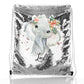 Personalisierter Pailletten-Rucksack mit Kordelzug, Elefanten-Regentropfen-Glitzerdruck und niedlichem Text
