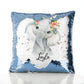 Personalised Sequin Cushion with Elephant Rain Drop Glitter Print and Cute Text