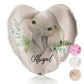 Personalised Glitter Heart Cushion with Elephant Blue Berries and Cute Text