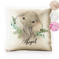 Personalised Glitter Cushion with Elephant Blue Berries and Cute Text