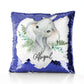 Personalised Sequin Cushion with Elephant Blue Berries and Cute Text