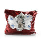 Personalisierte Pailletten-Reißverschlusstasche mit zebrablauem Schmetterling und süßem Text