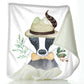 Personalised Badger Feather Hat and Name Baby Blanket