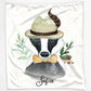 Personalised Badger Feather Hat and Name Baby Blanket
