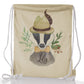 Personalised Glitter Drawstring Backpack with Badger Feather Hat and Cute Text